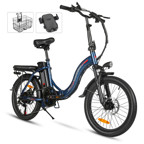 SAMEBIKE CY20 FT Bicicleta Eléctrica - Potencia 350W Batería 36V13AH Autonomía 35KM Freno de Disco Mecánico - Azul Oscuro