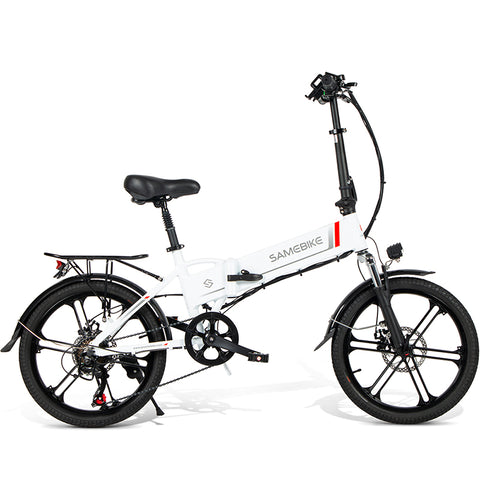 Bicicleta Eléctrica SAMEBIKE 20LVXD30-II - Potencia 350W Batería 48V10AH Autonomía 40KM Freno de Disco Mecánico - Blanco