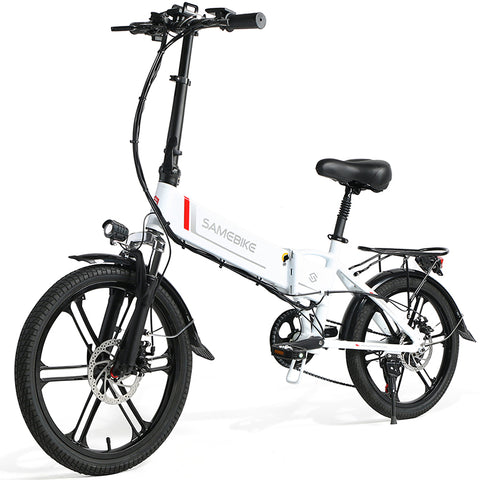 Bicicleta Eléctrica SAMEBIKE 20LVXD30-II - Potencia 350W Batería 48V10AH Autonomía 40KM Freno de Disco Mecánico - Blanco