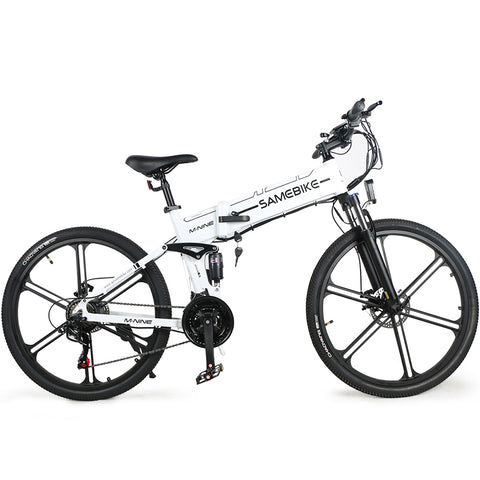 Bicicleta Eléctrica SAMEBIKE LO26-IT - Potencia 250W Batería 48V10AH Autonomía 40KM Freno de Disco Mecánico - Blanco