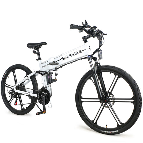 Bicicleta Eléctrica SAMEBIKE LO26-IT - Potencia 250W Batería 48V10AH Autonomía 40KM Freno de Disco Mecánico - Blanco