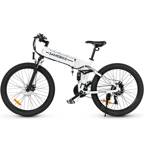 Bicicleta eléctrica SAMEBIKE LO26-II-FT - Potencia 500W Batería 48V12.5AH Autonomía 45KM Freno de Disco Mecánico - Blanco