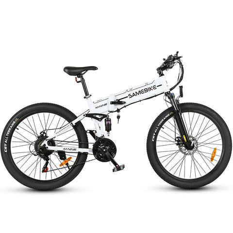 Bicicleta eléctrica SAMEBIKE LO26-II-FT - Potencia 500W Batería 48V12.5AH Autonomía 45KM Freno de Disco Mecánico - Blanco
