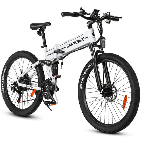 Bicicleta eléctrica SAMEBIKE LO26-II-FT - Potencia 500W Batería 48V12.5AH Autonomía 45KM Freno de Disco Mecánico - Blanco