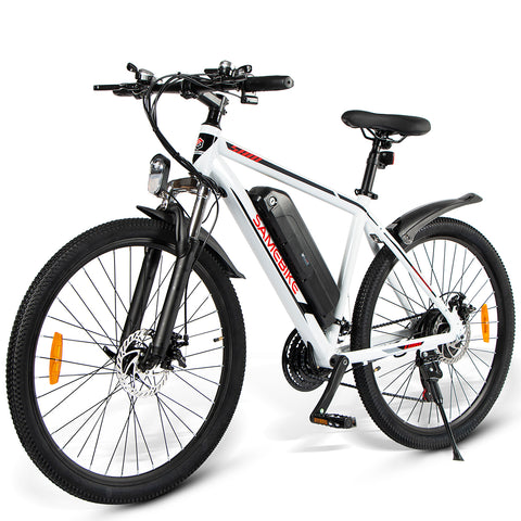 Bicicleta Eléctrica SAMEBIKE SY26 FT - Potencia 350W Batería 36V10AH Autonomía 35KM Freno de Disco Mecánico - Blanco