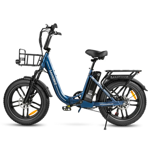 Bicicleta Eléctrica SAMEBIKE C05 Pro - Potencia 350W Batería 36V13Ah Autonomía 35KM Freno de Disco Mecánico - Azul Oscuro