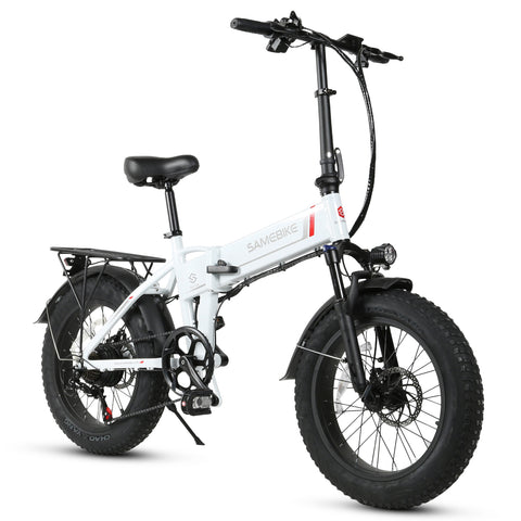 SAMEBIKE LOTDM200-II Bicicleta Eléctrica - Potencia 500W Batería 48V13AH Autonomía 40KM Freno de Disco Mecánico - Blanco