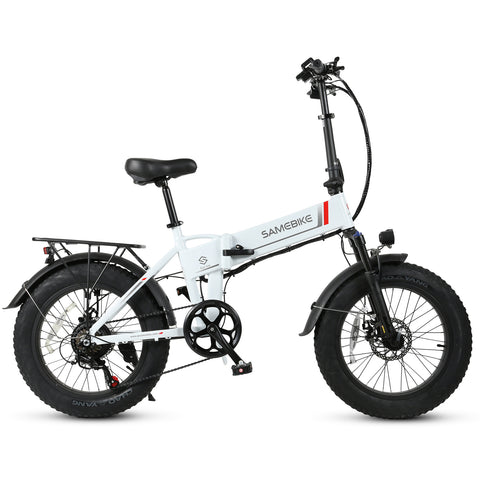 SAMEBIKE LOTDM200-II Bicicleta Eléctrica - Potencia 500W Batería 48V13AH Autonomía 40KM Freno de Disco Mecánico - Blanco