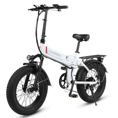 SAMEBIKE LOTDM200-II Bicicleta Eléctrica - Potencia 500W Batería 48V13AH Autonomía 40KM Freno de Disco Mecánico - Blanco
