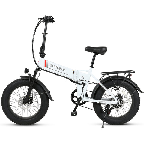 SAMEBIKE LOTDM200-II Bicicleta Eléctrica - Potencia 500W Batería 48V13AH Autonomía 40KM Freno de Disco Mecánico - Blanco