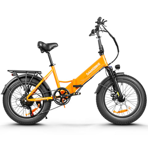SAMEBIKE LOTDM200-II Bicicleta Eléctrica - Potencia 500W Batería 48V13AH Autonomía 40KM Freno de Disco Mecánico - Naranja