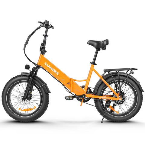 SAMEBIKE LOTDM200-II Bicicleta Eléctrica - Potencia 500W Batería 48V13AH Autonomía 40KM Freno de Disco Mecánico - Naranja