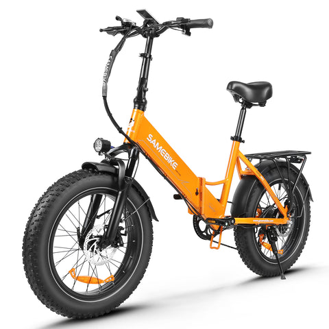 SAMEBIKE LOTDM200-II Bicicleta Eléctrica - Potencia 500W Batería 48V13AH Autonomía 40KM Freno de Disco Mecánico - Naranja