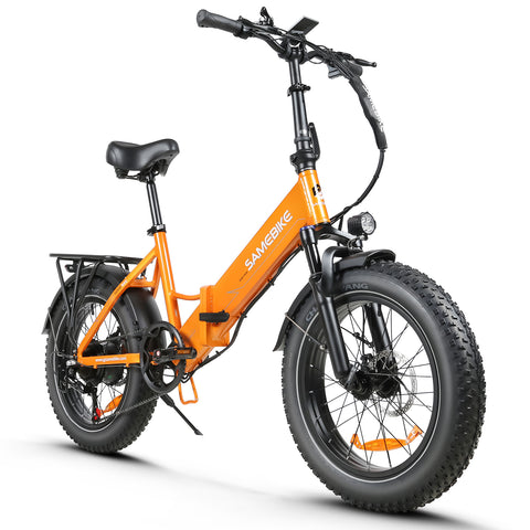 SAMEBIKE LOTDM200-II Bicicleta Eléctrica - Potencia 500W Batería 48V13AH Autonomía 40KM Freno de Disco Mecánico - Naranja