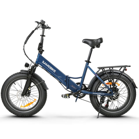 SAMEBIKE LOTDM200-II Bicicleta Eléctrica - Potencia 500W Batería 48V13AH Autonomía 40KM Freno de Disco Mecánico - Azul Oscuro