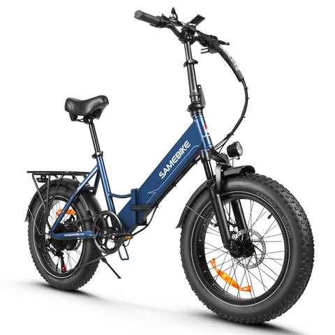 SAMEBIKE LOTDM200-II Bicicleta Eléctrica - Potencia 500W Batería 48V13AH Autonomía 40KM Freno de Disco Mecánico - Azul Oscuro