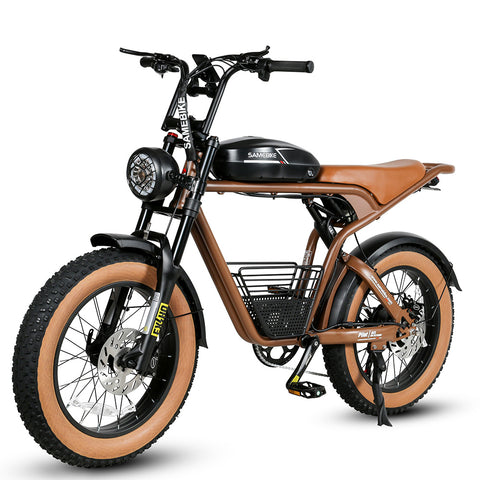 SAMEBIKE M20-I Bicicleta Eléctrica - Potencia 1200W Batería 48V18Ah Autonomía 65KM Freno de Disco Hidráulico - Amarillo