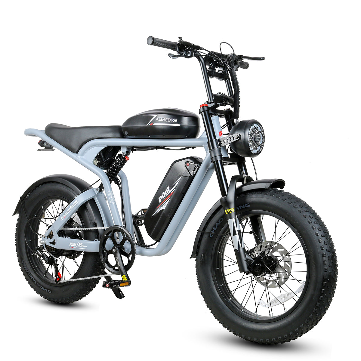 SAMEBIKE M20-II Bicicleta Eléctrica - Potencia 1200W Batería Doble 48V18AH*2 Autonomía 110KM Freno de Disco Hidráulico - Gris Plata