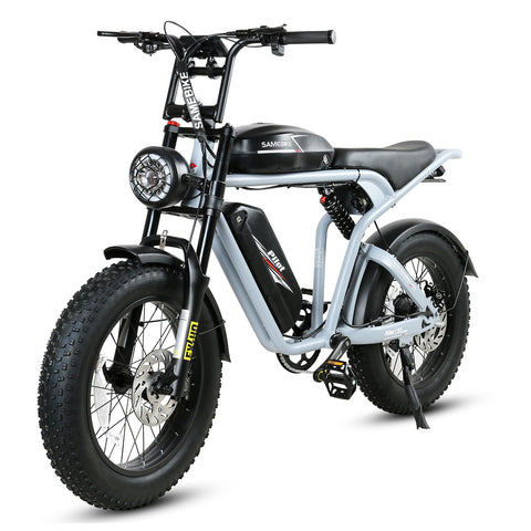 SAMEBIKE M20-II Bicicleta Eléctrica - Potencia 1200W Batería Doble 48V18AH*2 Autonomía 110KM Freno de Disco Hidráulico - Gris Plata