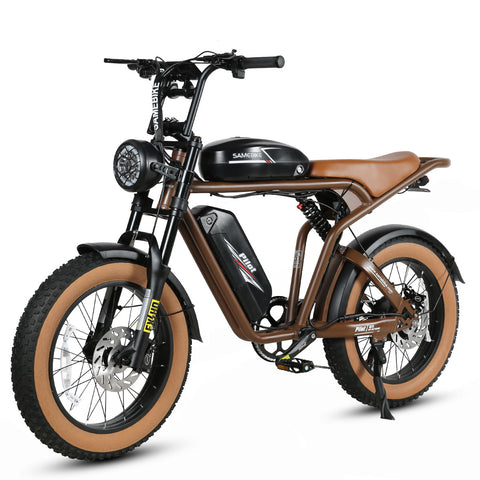SAMEBIKE M20-II Bicicleta Eléctrica - Potencia 1200W Batería Doble 48V18AH*2 Autonomía 110KM Freno de Disco Hidráulico - Marrón
