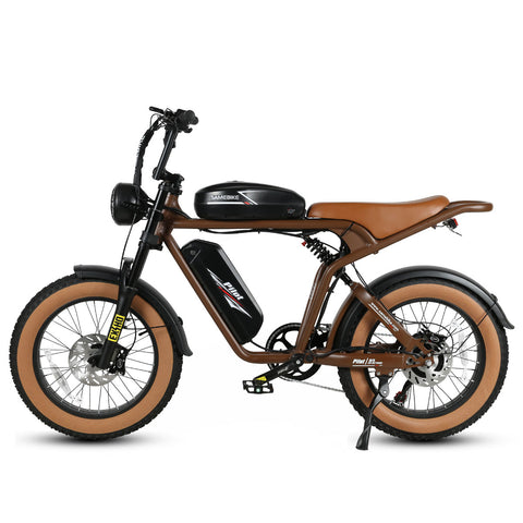 SAMEBIKE M20-II Bicicleta Eléctrica - Potencia 1200W Batería Doble 48V18AH*2 Autonomía 110KM Freno de Disco Hidráulico - Marrón