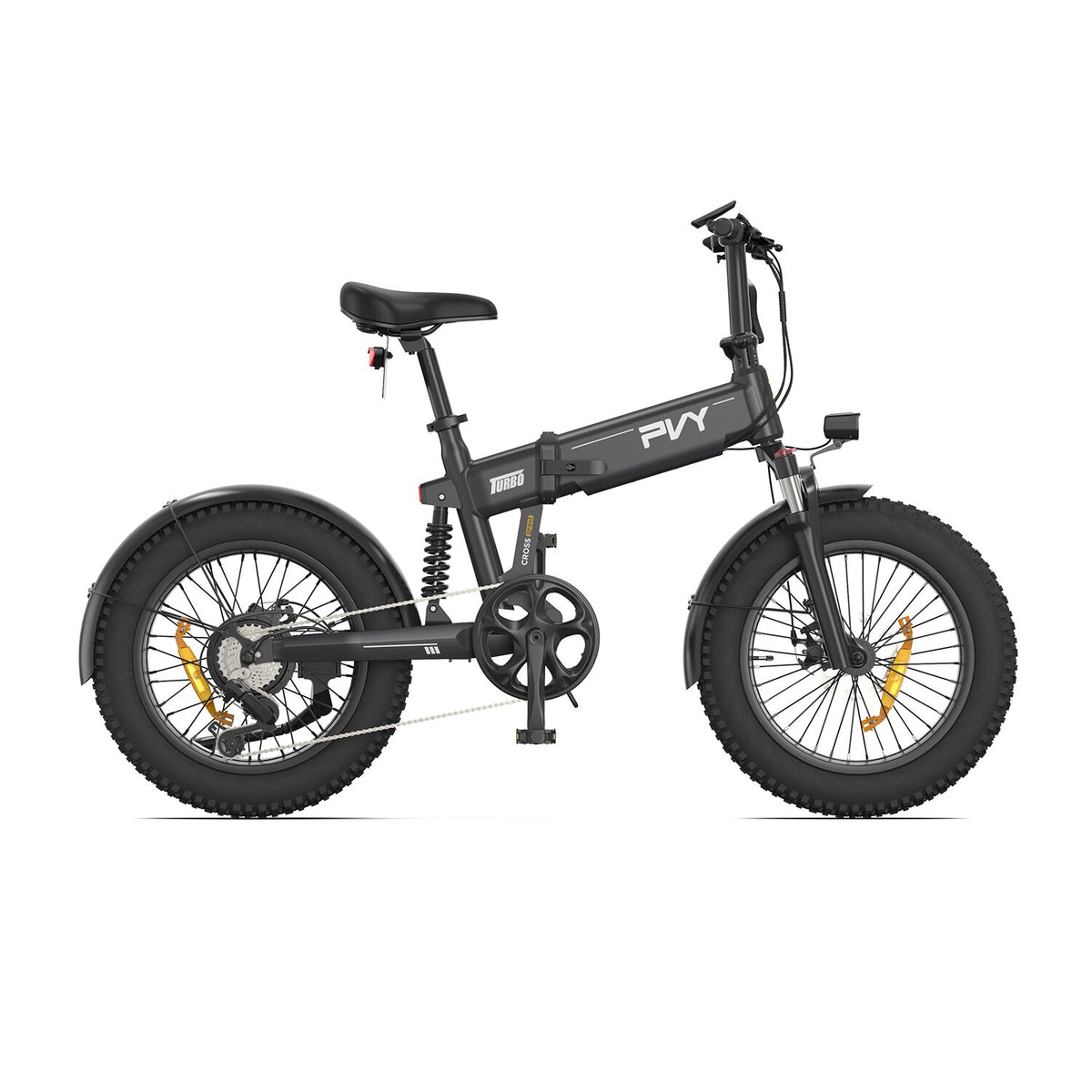 Bicicleta Eléctrica PVY Turbo - Motor 250W Batería 48V13AH Ruedas de 20" Frenos de Disco Mecánicos - Gris