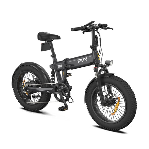 Bicicleta Eléctrica PVY Turbo - Motor 250W Batería 48V13AH Ruedas de 20" Frenos de Disco Mecánicos - Gris