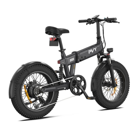 Bicicleta Eléctrica PVY Turbo - Motor 250W Batería 48V13AH Ruedas de 20" Frenos de Disco Mecánicos - Gris
