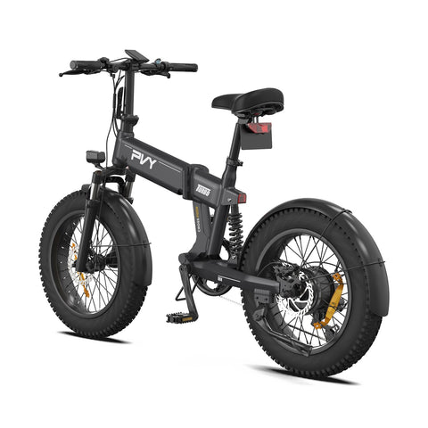 Bicicleta Eléctrica PVY Turbo - Motor 250W Batería 48V13AH Ruedas de 20" Frenos de Disco Mecánicos - Gris
