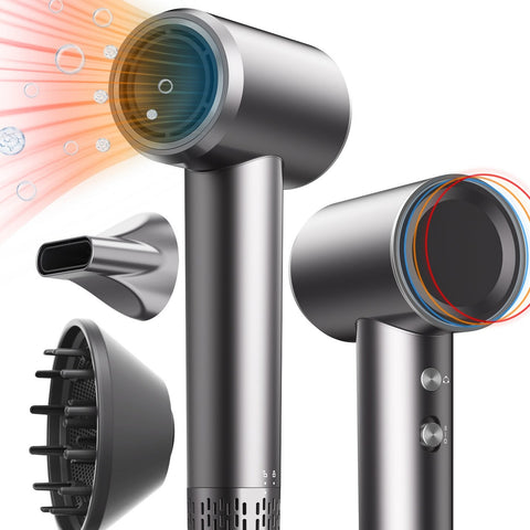 Micollme H6S Secador de Pelo – 1600W de Potencia 23m/s de Flujo de Aire 59dB de Ruido 3 Modos de Calefacción - Gris