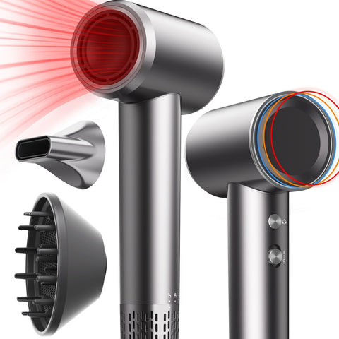 Micollme H6S Secador de Pelo – 1600W de Potencia 23m/s de Flujo de Aire 59dB de Ruido 3 Modos de Calefacción - Gris