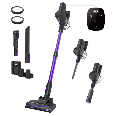 Vactidy V8 Pro Aspiradora Mano – 25000Pa Potencia de Succión 35 Min de Autonomía 66dB de Ruido 2200mAh de Batería - Negro morado