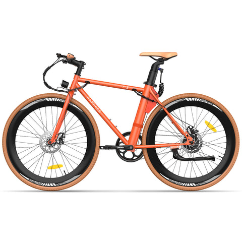 Bicicleta Eléctrica FAFREES F1 10AH - Motor 250W Batería 36V10AH Neumáticos de 27.5 Pulgadas Frenos de Disco Mecánicos - Naranja