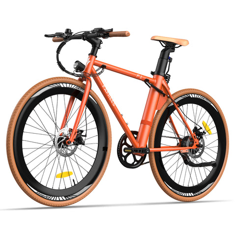 Bicicleta Eléctrica FAFREES F1 10AH - Motor 250W Batería 36V10AH Neumáticos de 27.5 Pulgadas Frenos de Disco Mecánicos - Naranja
