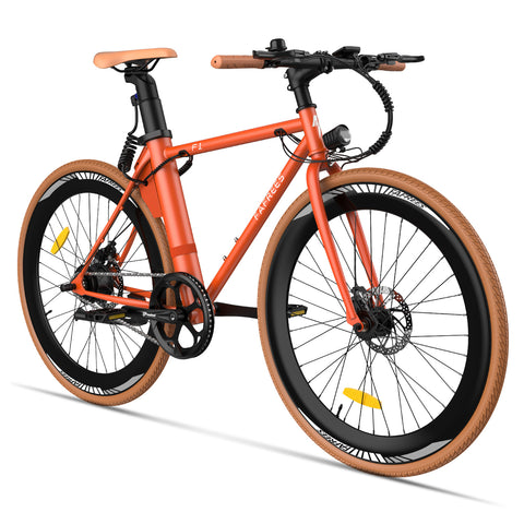 Bicicleta Eléctrica FAFREES F1 10AH - Motor 250W Batería 36V10AH Neumáticos de 27.5 Pulgadas Frenos de Disco Mecánicos - Naranja