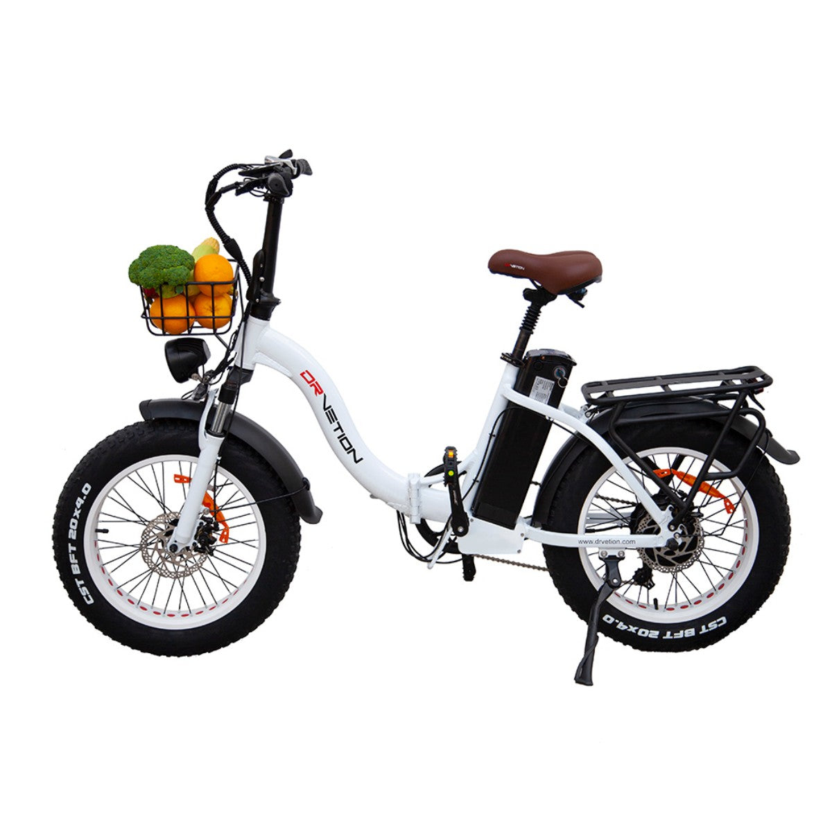 DrveTion CT20 Bicicleta Eléctrica - Potencia 750W Batería 48V15AH Neumáticos 20 Pulgadas Freno de Aceite - Blanco Perla