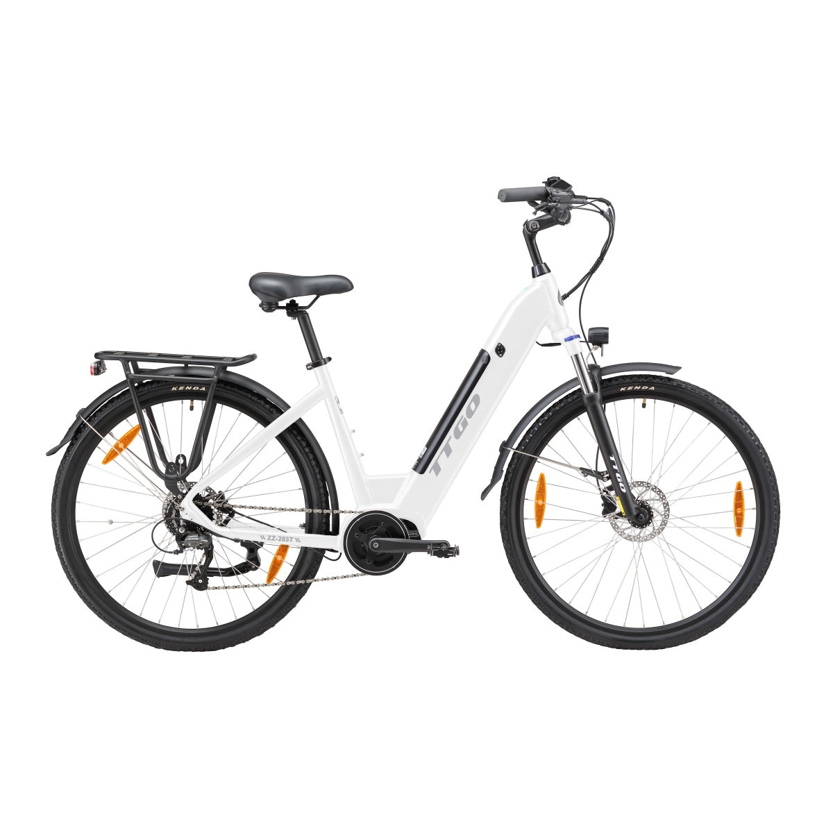 Bicicleta Eléctrica TTGO ZZ-28ST - Motor 250W Batería 36V20AH Ruedas de 28 Pulgadas Velocidad Máxima de 25 km/h Frenos de Disco - Blanco