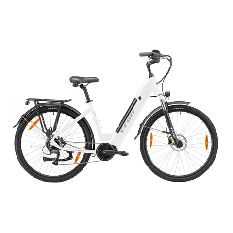 Bicicleta Eléctrica TTGO ZZ-28ST - Motor 250W Batería 36V20AH Ruedas de 28 Pulgadas Velocidad Máxima de 25 km/h Frenos de Disco - Blanco