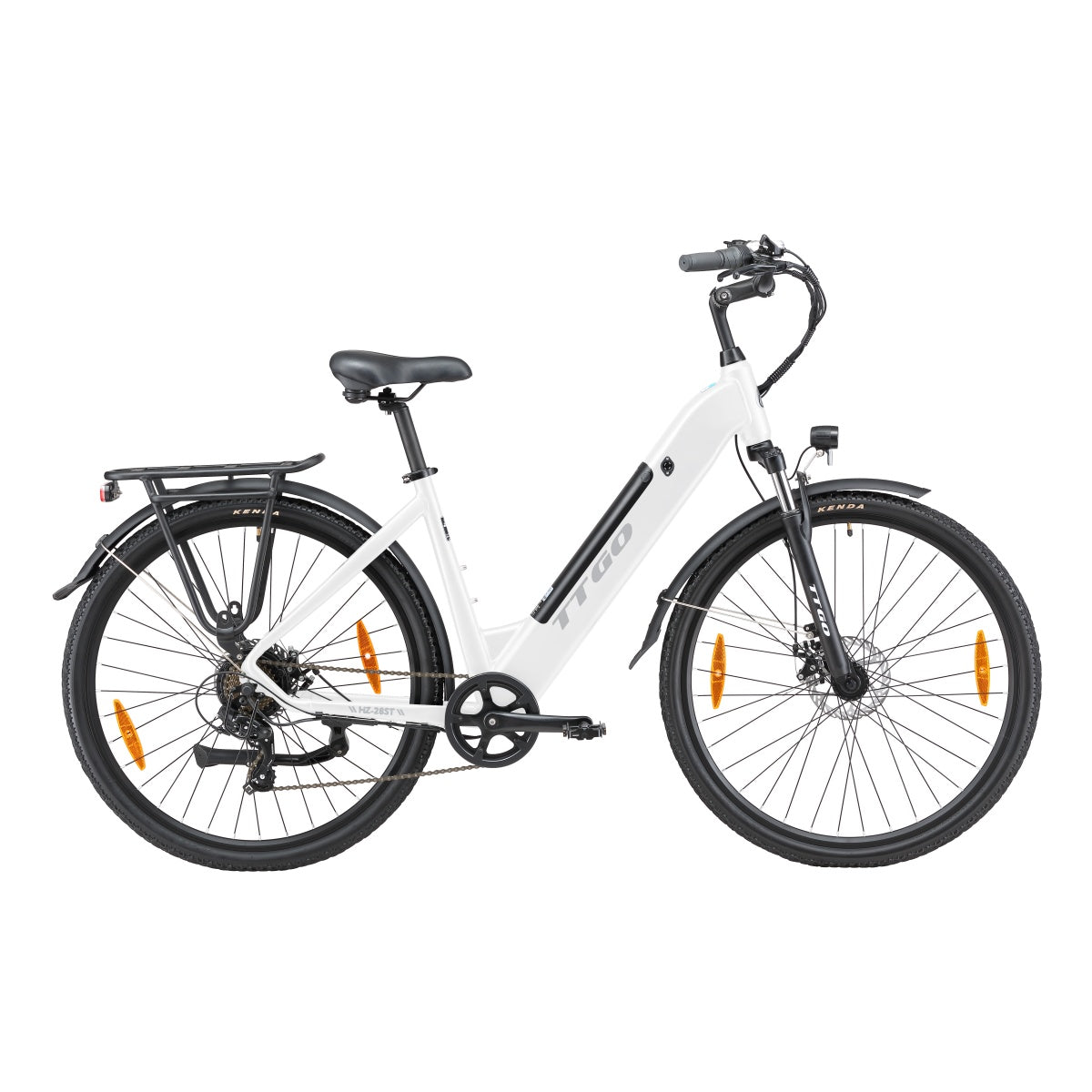Bicicleta Eléctrica TTGO HZ-28ST - Motor 250W Batería 36V20AH Ruedas de 28 Pulgadas Velocidad Máxima de 25 km/h Freno de Disco Mecánico - Blanco
