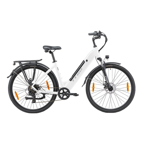 Bicicleta Eléctrica TTGO HZ-28ST - Motor 250W Batería 36V20AH Ruedas de 28 Pulgadas Velocidad Máxima de 25 km/h Freno de Disco Mecánico - Blanco