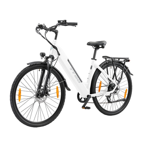 Bicicleta Eléctrica TTGO HZ-28ST - Motor 250W Batería 36V20AH Ruedas de 28 Pulgadas Velocidad Máxima de 25 km/h Freno de Disco Mecánico - Blanco