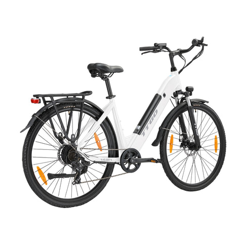 Bicicleta Eléctrica TTGO HZ-28ST - Motor 250W Batería 36V20AH Ruedas de 28 Pulgadas Velocidad Máxima de 25 km/h Freno de Disco Mecánico - Blanco
