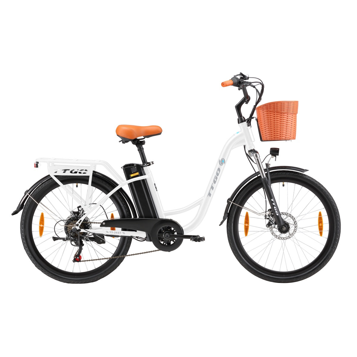Bicicleta Eléctrica TTGO YY-26ST - Motor 250W Batería 36V14.5AH Ruedas de 26 Pulgadas Velocidad Máxima de 25 km/h Freno de Disco Mecánico - Blanco