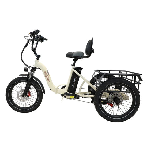 Bicicleta Eléctrica de Tres Ruedas ONESPORT OT30 - Motor 500W Batería 48V13AH Neumáticos de 20 pulgadas Frenos de Disco Hidráulicos - Blanquecino