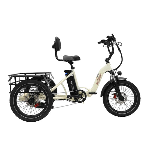 Bicicleta Eléctrica de Tres Ruedas ONESPORT OT30 - Motor 500W Batería 48V13AH Neumáticos de 20 pulgadas Frenos de Disco Hidráulicos - Blanquecino