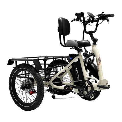 Bicicleta Eléctrica de Tres Ruedas ONESPORT OT30 - Motor 500W Batería 48V13AH Neumáticos de 20 pulgadas Frenos de Disco Hidráulicos - Blanquecino