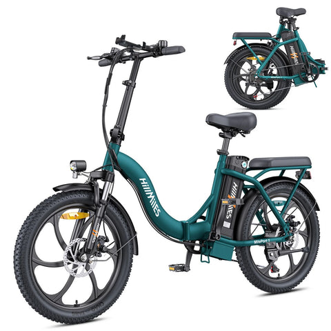 Bicicleta Eléctrica HillMiles MilePort 1 – Motor 250W Batería 36V13Ah Neumáticos De 20 Pulgadas Freno De Disco Mecánico - Verde