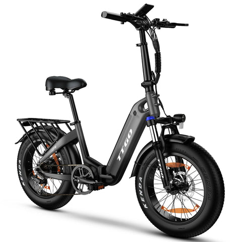 Bicicleta Eléctrica TTGO F6 - Motor 250W Batería 36V25AH Ruedas de 20 Pulgadas Freno de Disco Hidráulico - Negro Gris