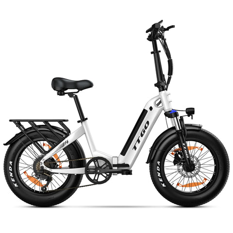 Bicicleta Eléctrica TTGO F6 - Motor Batería 250W 36V25AH Ruedas de 20 Pulgadas Freno de Disco Hidráulico - Blanca