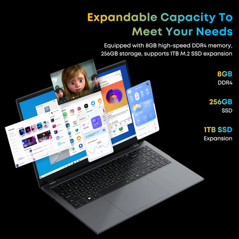 Laptop CHUWI Herobook Plus - Procesador Intel N4020 15.6"  Pantalla 8GB +256GB Batería 5000mAh - Gris